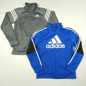 Adidas Track Jacket Lot Boys Size Large 14/16 Blu Grey Full Zip